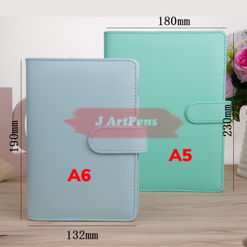 Bìa Sổ Còng Da Sweet Love A6 A5 6 Lỗ Màu Pastel Siêu Đẹp Nhiều Màu Sổ Còng Planner Sổ Tiết Kiệm Binder Bullet Journal