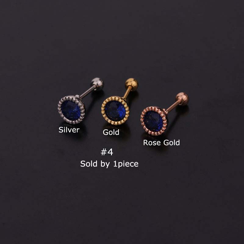 Khuyên Tai Bằng Thép Không Gỉ Đính Đá Zircon Nhiều Màu 20g