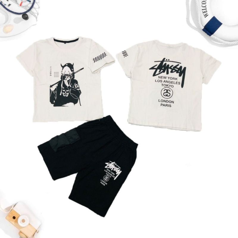 Bộ tay ngắn quần đùi thun cotton 100% chính phẩm hàng shop size siêu cồ cho bé trai