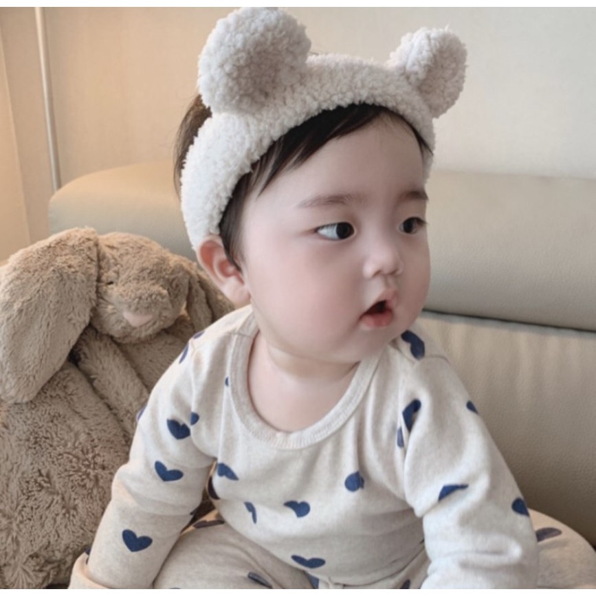 Băng đô tai gấu Teddy lông cừu cute cho bé