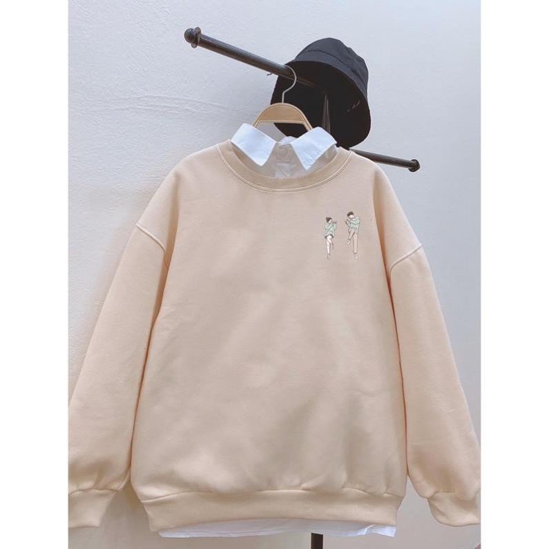 Áo sweater nam nữ form rộng nỉ đôi bạn, áo sweater đôi bạn siêu xinh S47 | BigBuy360 - bigbuy360.vn