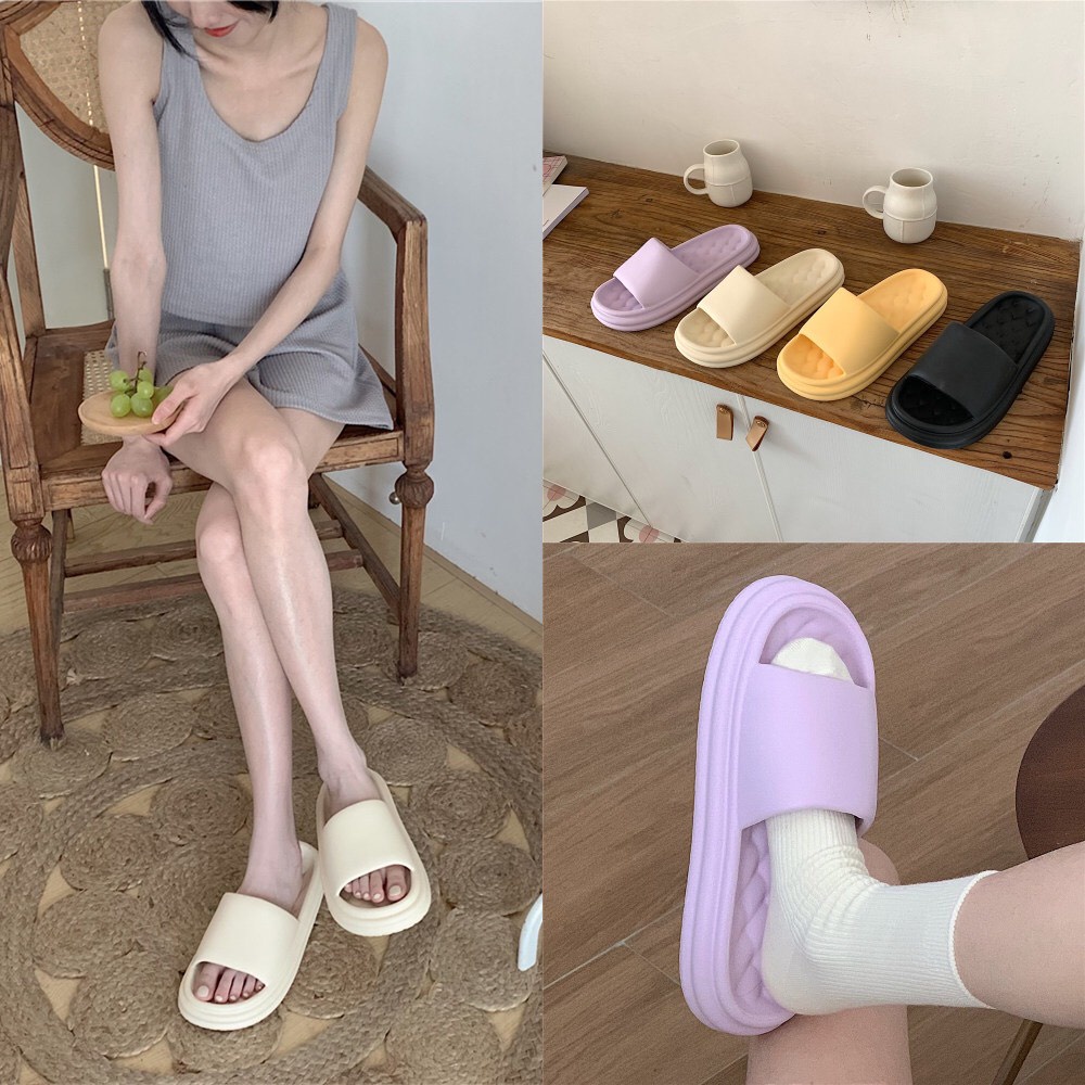 Dép bánh mì độn đế nam nữ - Dép unisex quai ngang cute -DETHOI