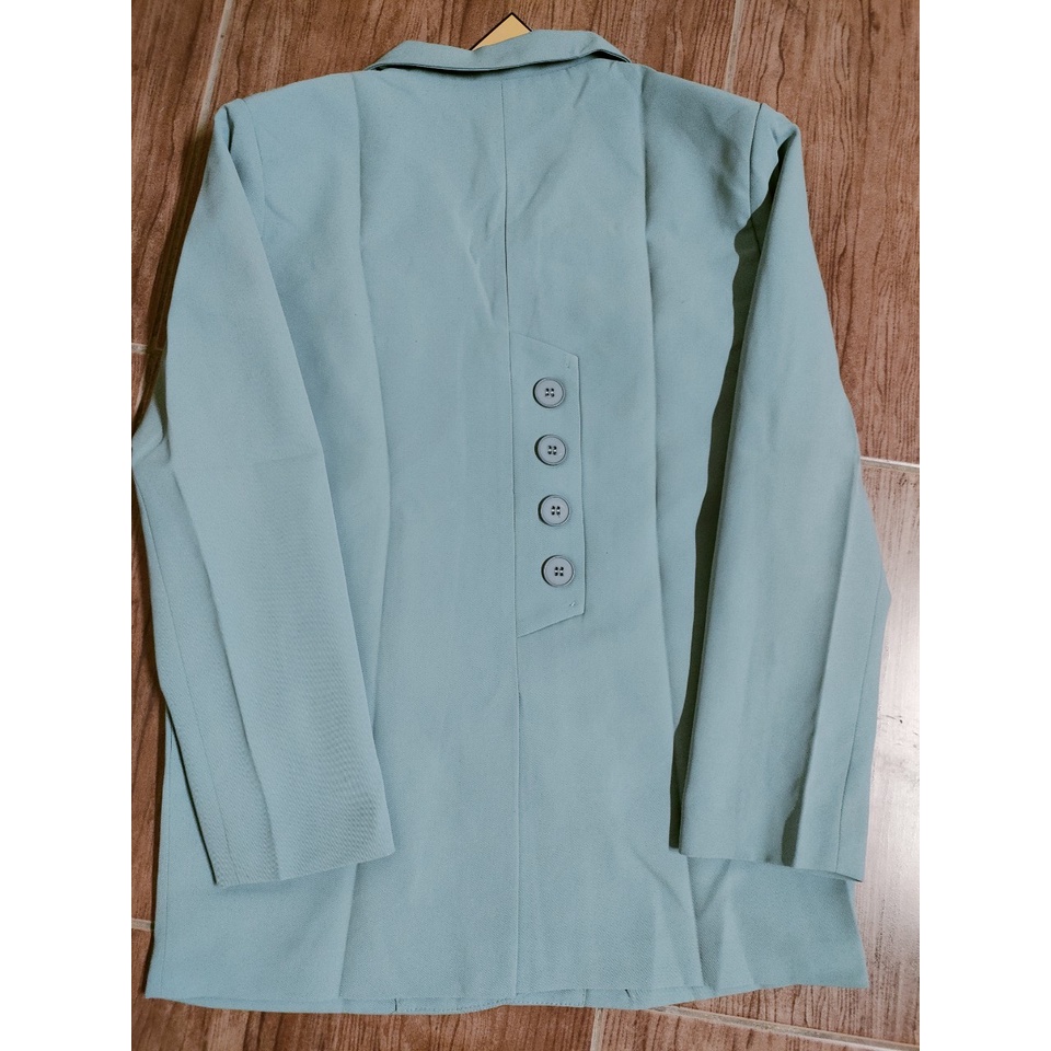 Sẵn Xanh MẢnh thật 4 hình cuối-2W114.Áo blazer lưng khuy phong cách kiểu Tây cá tính
