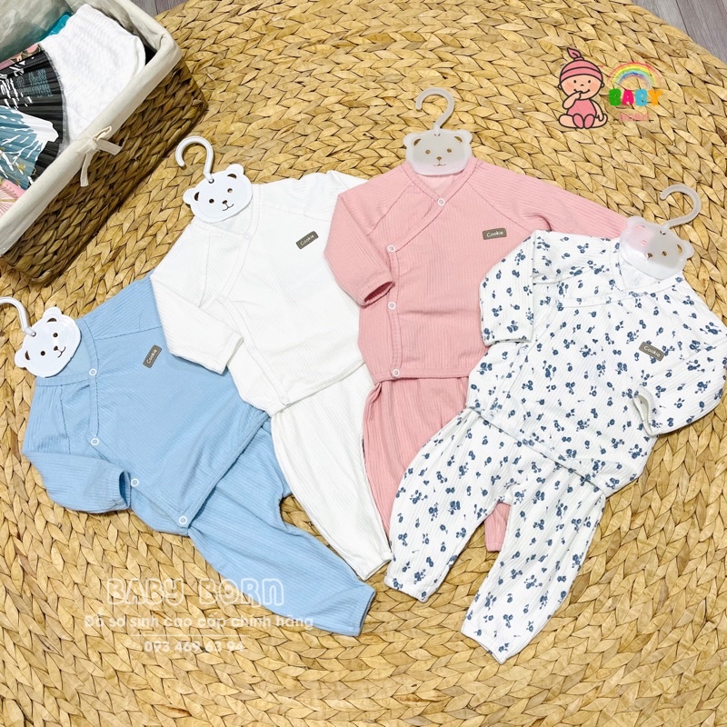 Bộ dài tay vạt chéo COOKIE len tuyết thu đông mềm mịn, ấm áp cho bé CO1011