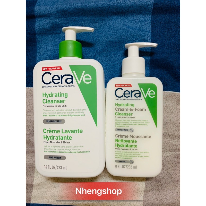 [Full 355/473ml] Sữa rửa mặt Cerave cho da khô