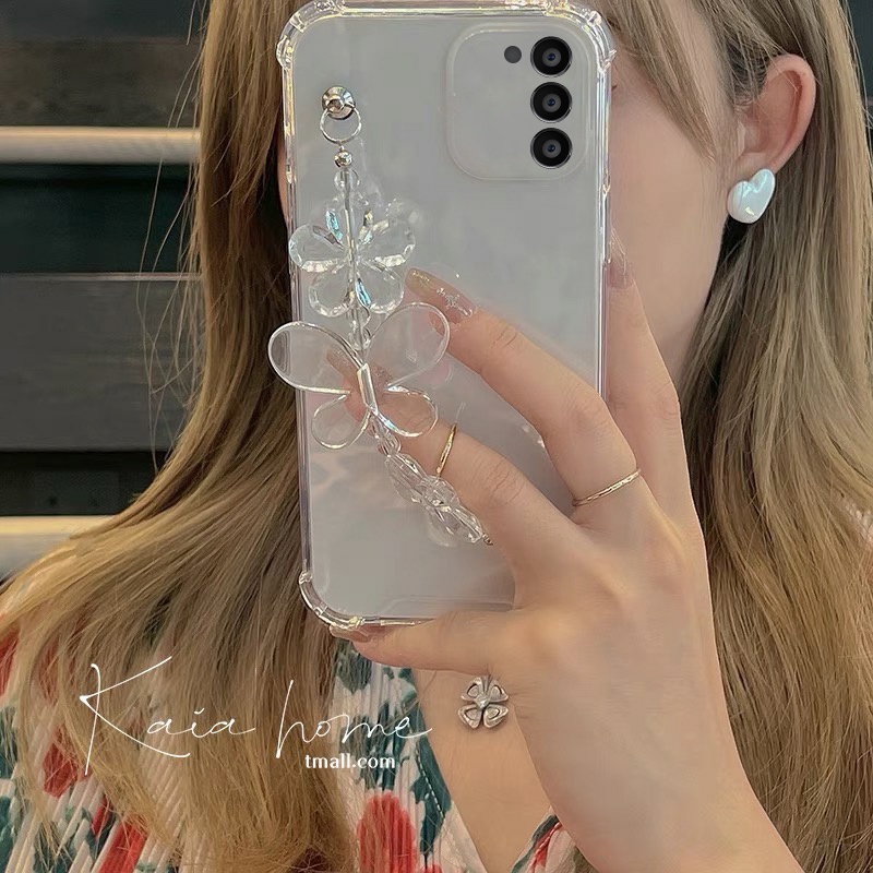 Ốp Điện Thoại Trong Suốt Kèm Dây Đeo Tay Hình Bướm Cho Samsung S21 S20 S10 S8 S9 Plus A12 A22 A32 4G Ultra S20 FE Note 8