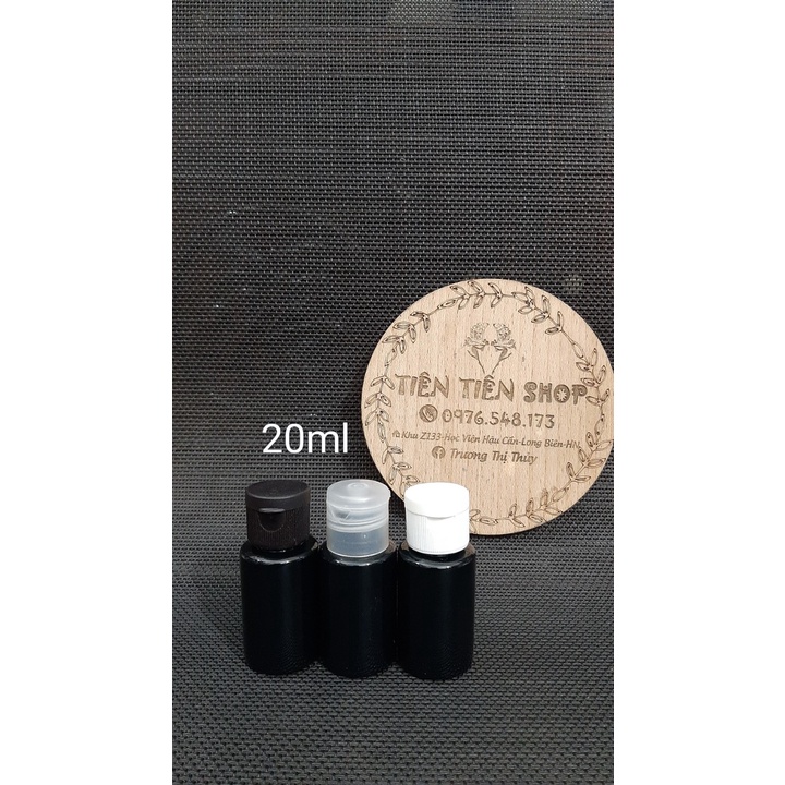 Chai nhựa pet đen 20ml vai vuông nắp bật