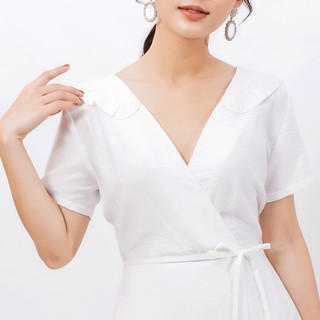 Đầm công sở thời trang Eden cổ tim thắt nơ eo - D399