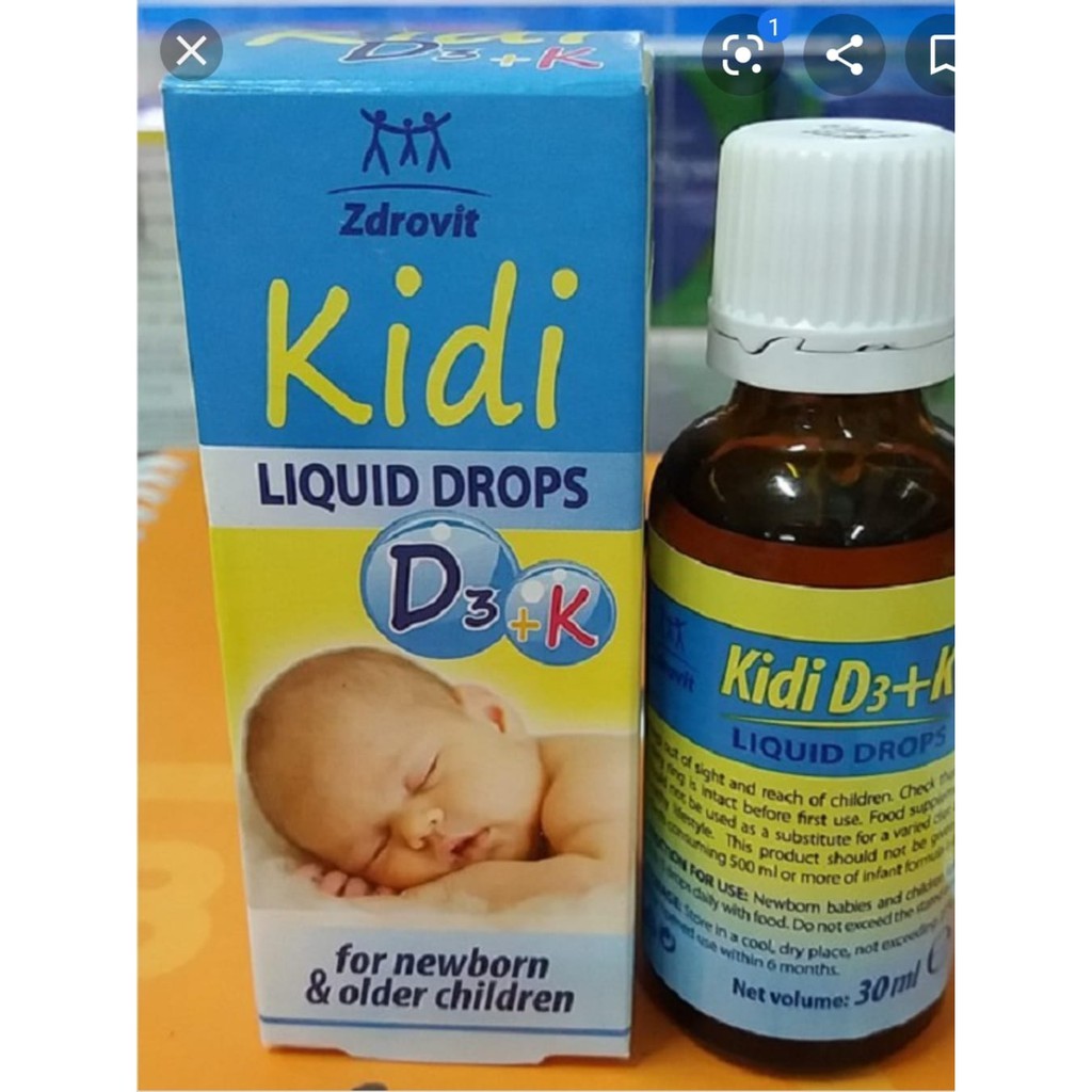 Kidi Liquid Drop D3+K.Bổ Sung D3K2 Cho Bé Từ Sơ Sinh.Chính Hãng Ba Lan.Date Mới