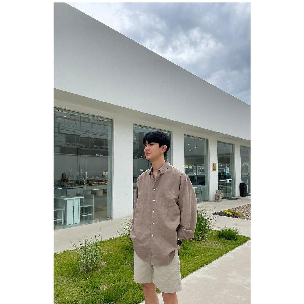 Áo sơ mi nam cổ bẻ dài tay chất liệu LINEN cao cấp, phom dáng thoải mái thấm hút cực tốt - LUCIINON