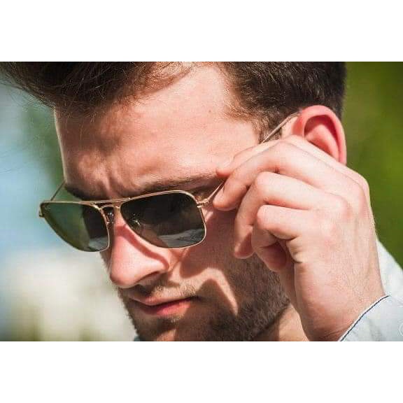 Kính mát chính hãng Rayban Caravan RB3136 001 55 và RB3136 001 58 mắt vuông màu mắt green lense classic
