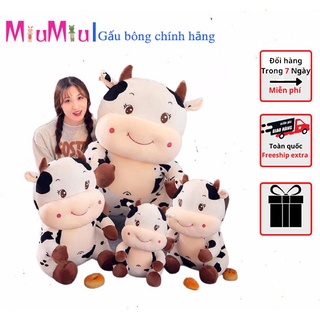 Gấu bông bò sữa ngồi, Gối ôm bò sữa ngồi, Bò sữa nhồi bông, Chẩt vải mềm mịn