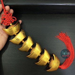 Dây 6 thỏi vàng vân Rồng Phụng size Trung trang trí tết, treo xe hơi, cây cảnh, bon sai, hoa mai đào, decor nhà cửa