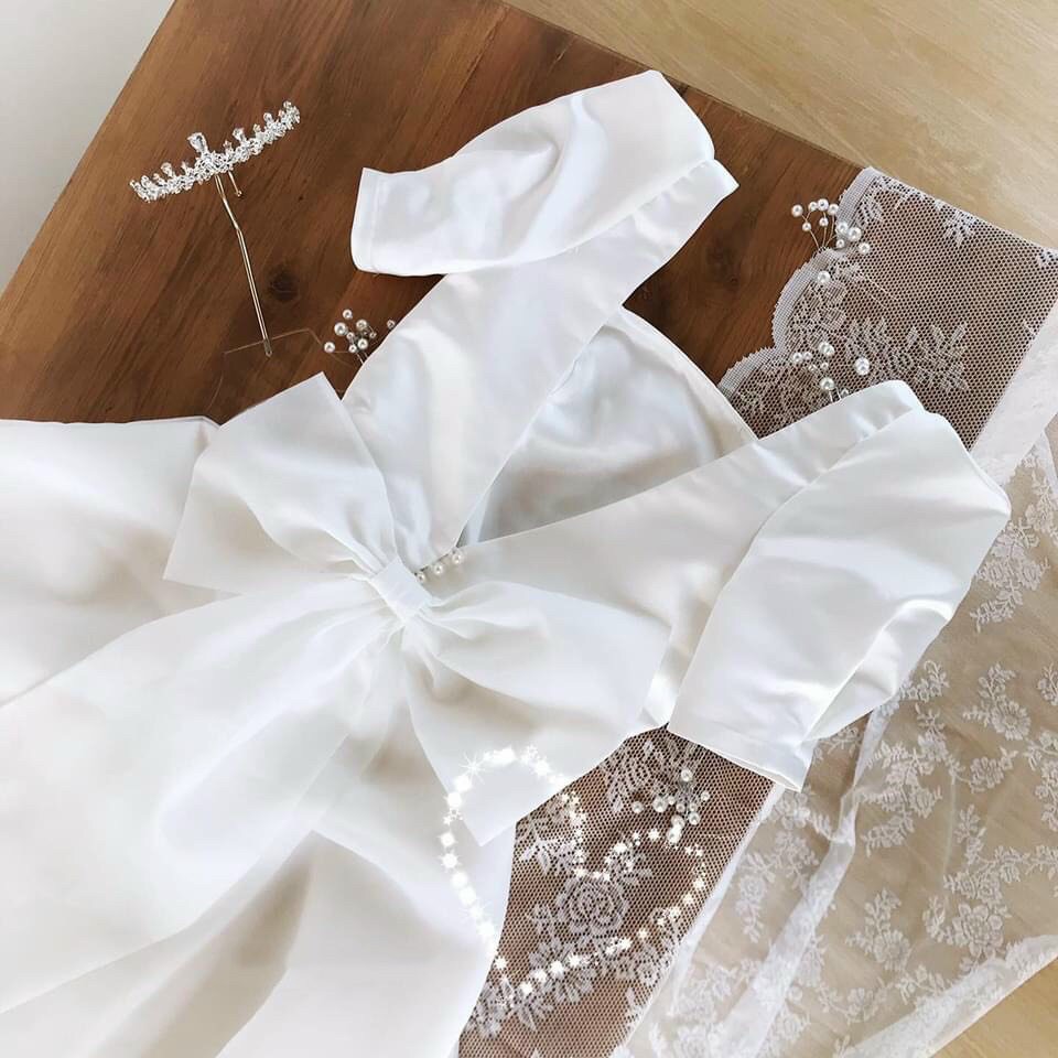 Đầm chụp kỉ yếu nơ dự tiệc tay bồng xòe rộng hở lưng (Kèm ảnh thật) | BigBuy360 - bigbuy360.vn