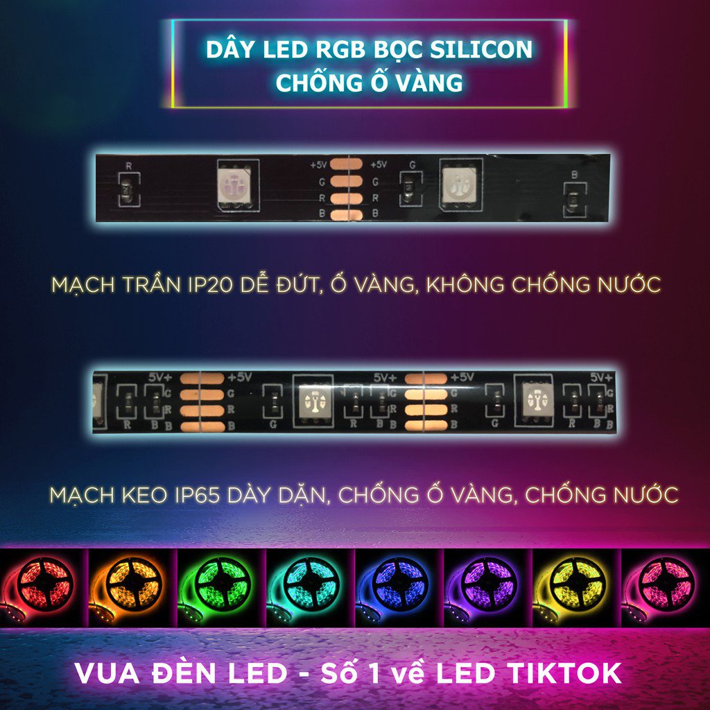 Đèn Led Tiktok dài 5m RGB 16 Triệu Màu Điều Khiển Bằng APP Điện Thoại, Nháy Theo Nhạc, Cuộn Dây Led Đổi Màu