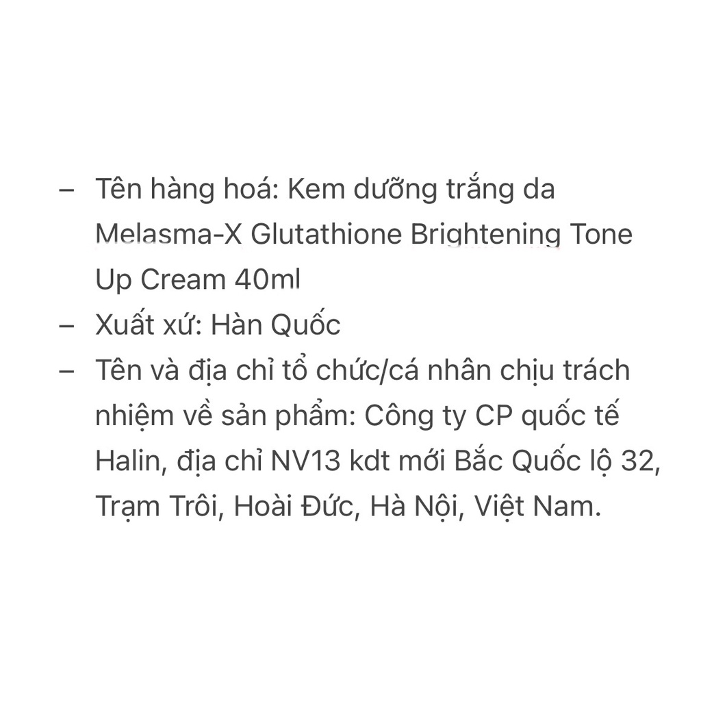 Kem Dưỡng Trắng MELASMA-X 3D Glutathion Brightening Tone Up 40ml