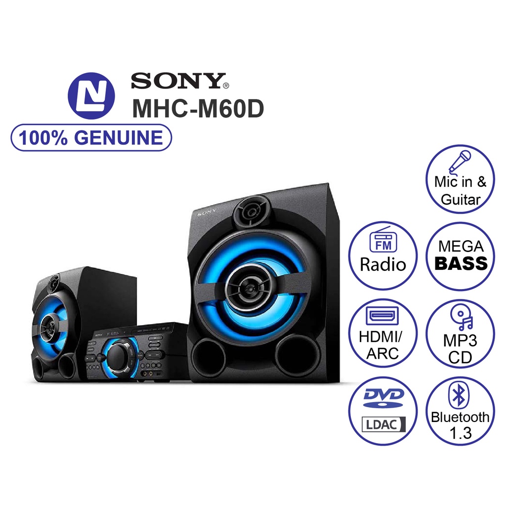 [Mã ELHACE giảm 4% đơn 300K] Sony MHC-M60D Dàn âm thanh Hifi - DVD - Bluetooth - Mic in / Guitar