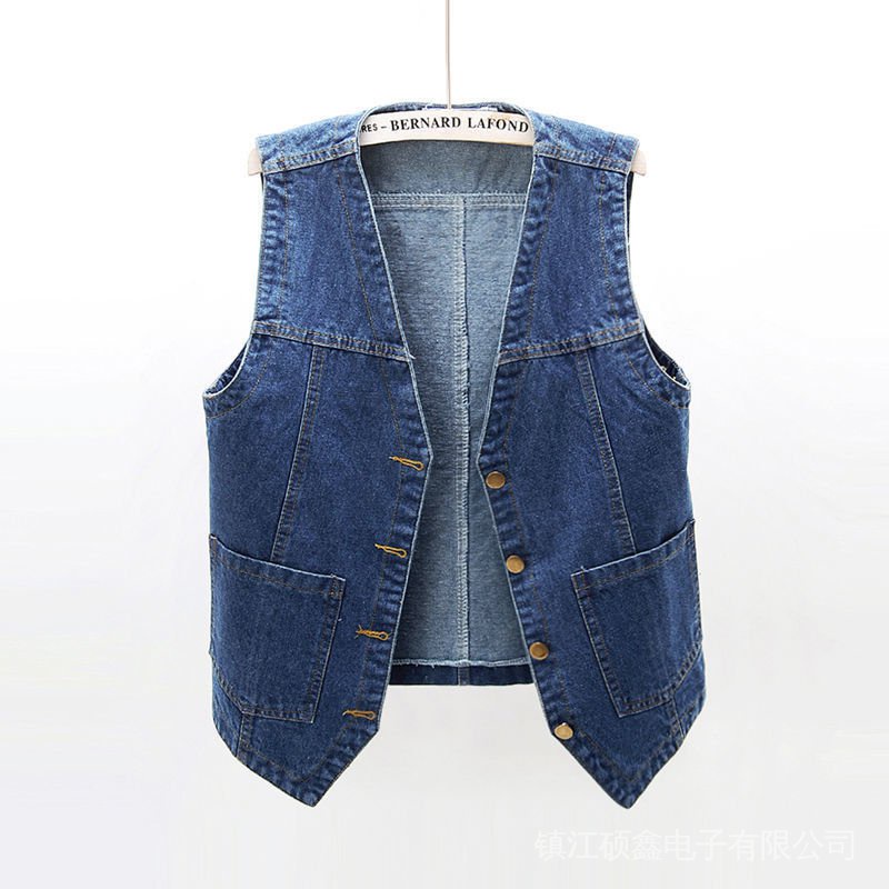 Áo Khoác Denim Không Tay Dáng Rộng Phong Cách Hàn Quốc Dễ Phối Đồ Cho Nữ