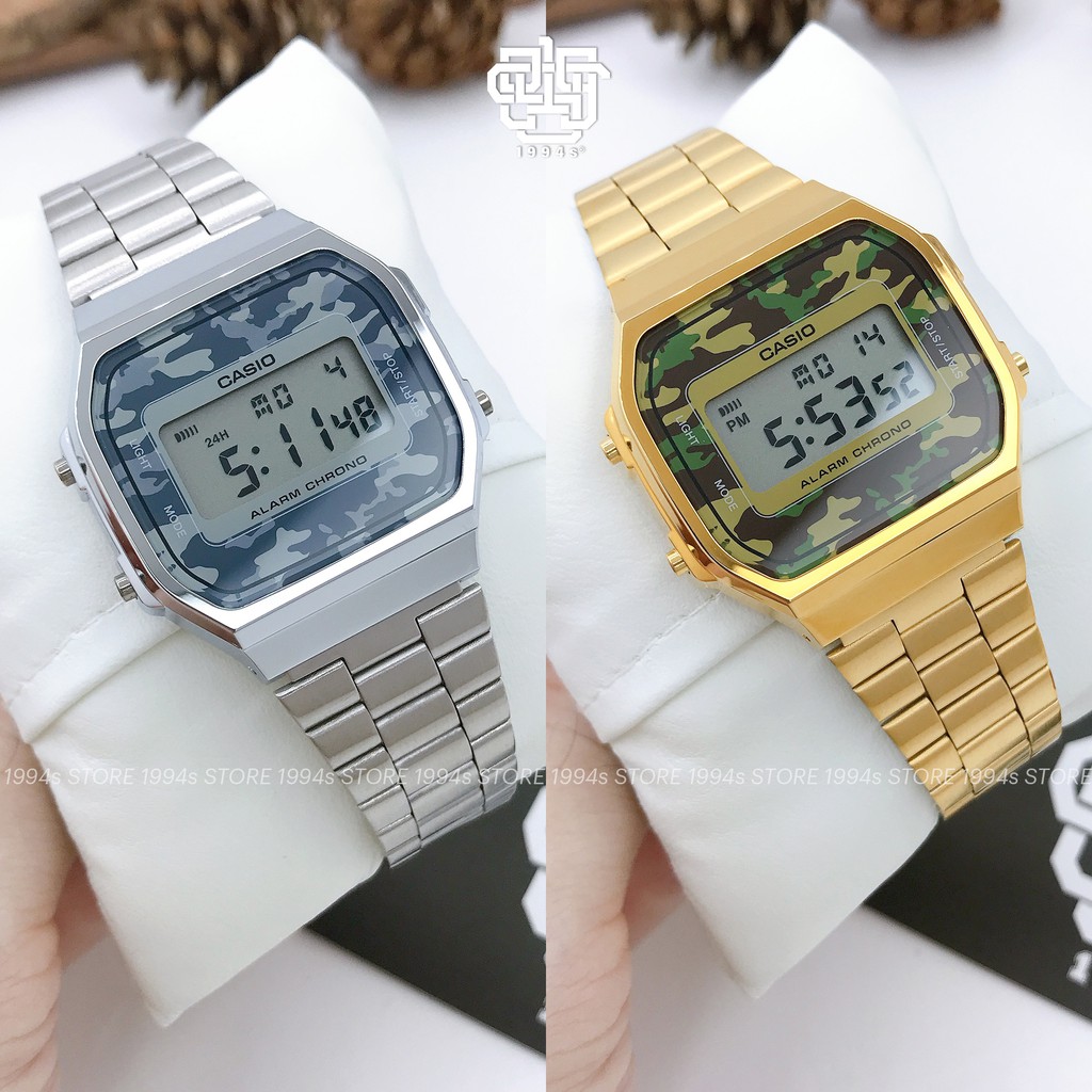 Đồng hồ nam Casio A168 Camouflage A168WEC-1EF / A168WEGC-3 dây thép không gỉ, chống nước 50m, size 36mm, hàng chính hãng