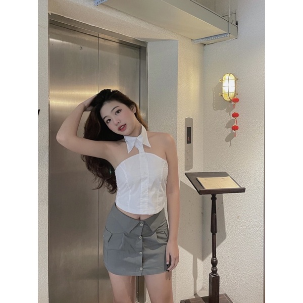 Crop top cổ sơmi