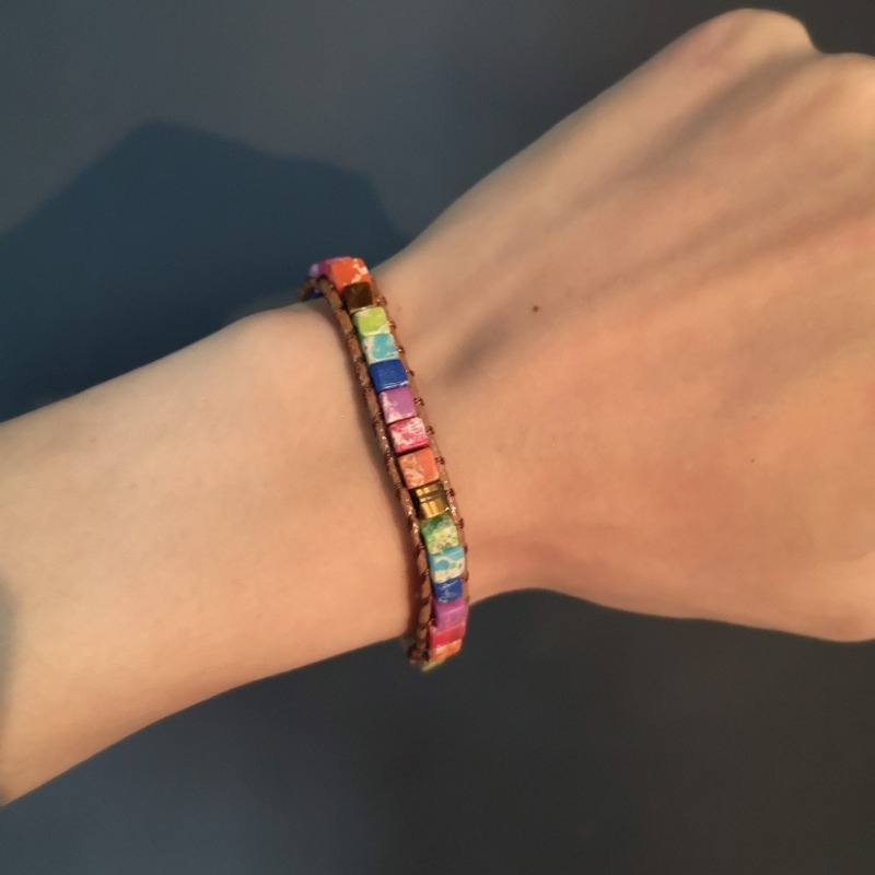 Vòng Tay Da Luân Xa 7 Màu Thời Trang Unisex