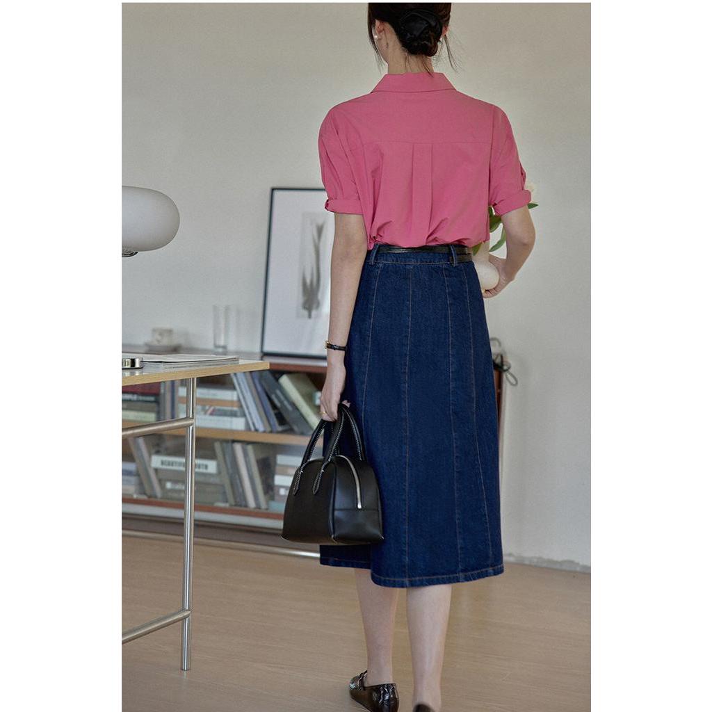 Áo Sơ Mi Nữ Ngắn Tay Cổ Chữ V Có Túi Đôi 62906