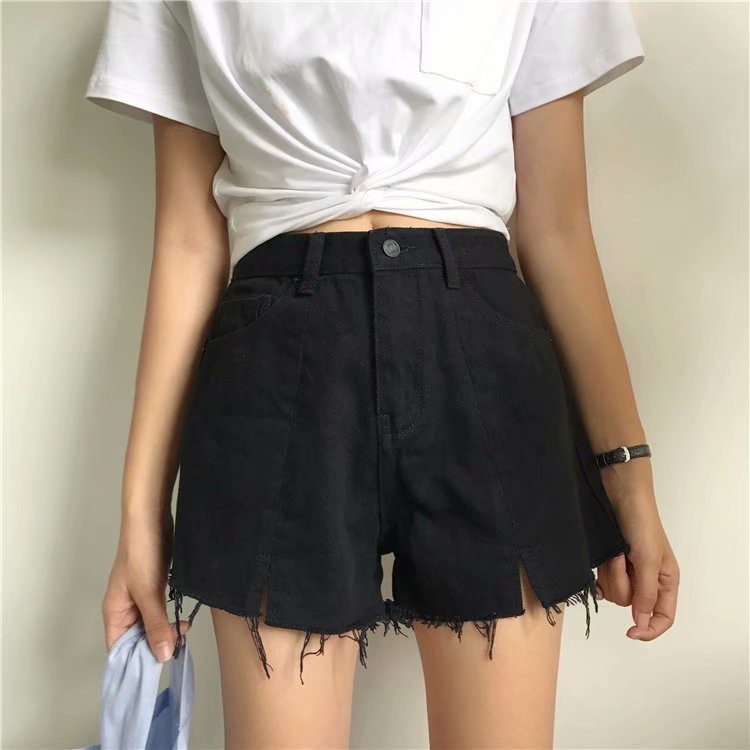 Quần short jeans lưng cao ống rộng cá tính cho nữ | BigBuy360 - bigbuy360.vn