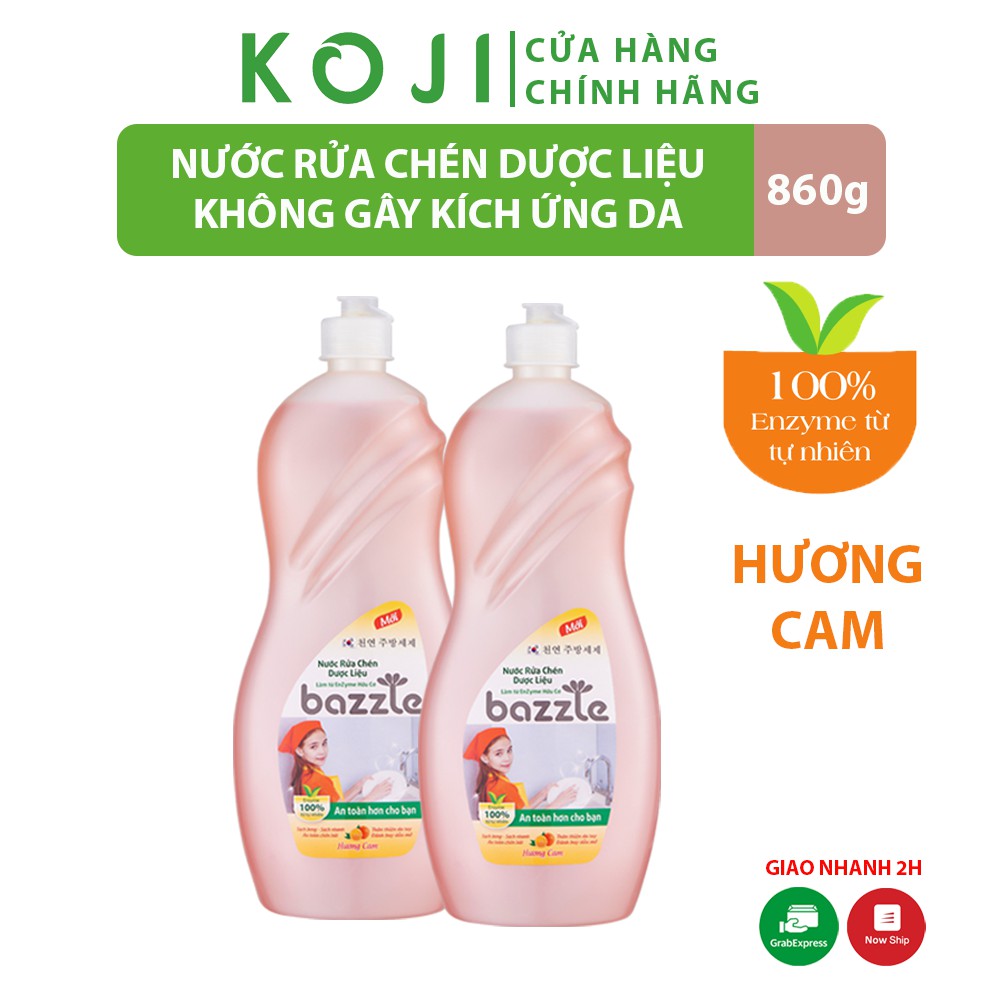 Nước rửa chén dược liệu Bazzle Hàn Quốc nước rửa chén sinh học ko gây kích ích da không lưu lại mùi trên chén bát 860g