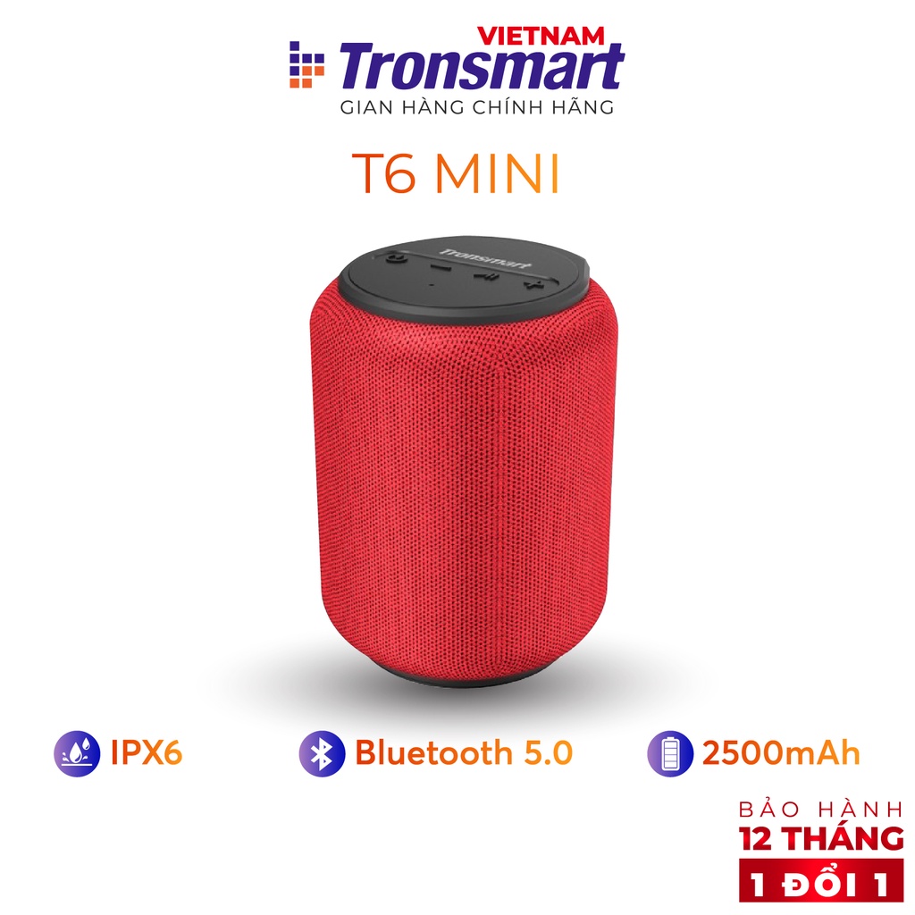 Loa Bluetooth 5.0 Tronsmart Element T6 Mini Chống nước IPX6 Công suất 15W - Hàng chính hãng - Bảo hành 12 tháng 1 đổi 1