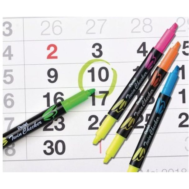 Bộ 4 màu bút dạ quang nhớ dòng 2 đầu Pentel – SLW8