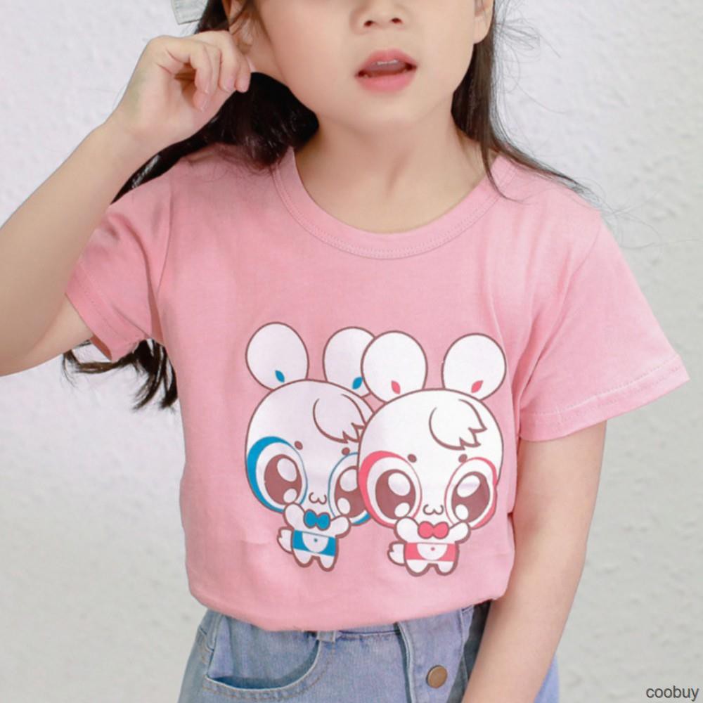 Áo thun tay ngắn cổ tròn hoạ tiết hoạt hình nhiều màu cho bé