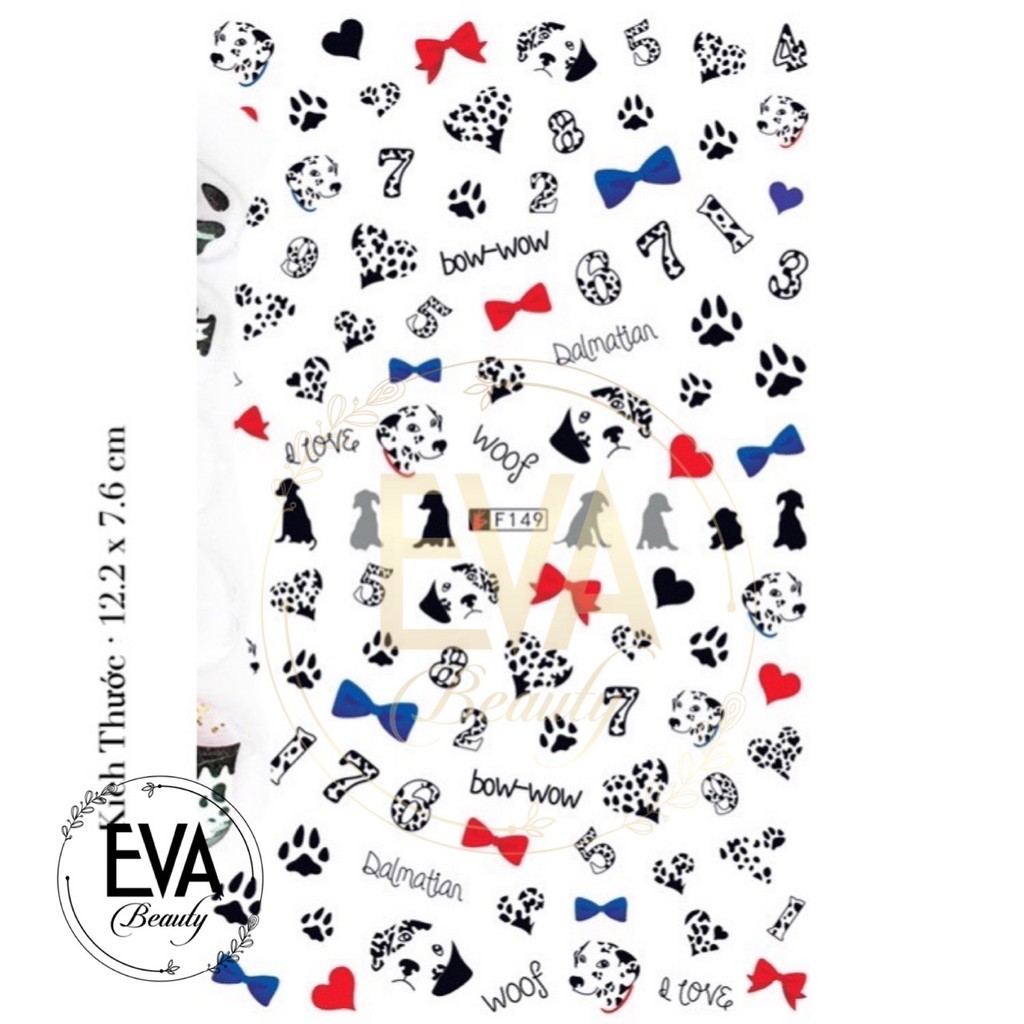 Decal Dán Móng Tay 3D Nail Sticker Hoạ Tiết Hoạt Hình Chó Đốm Dalmatian F149