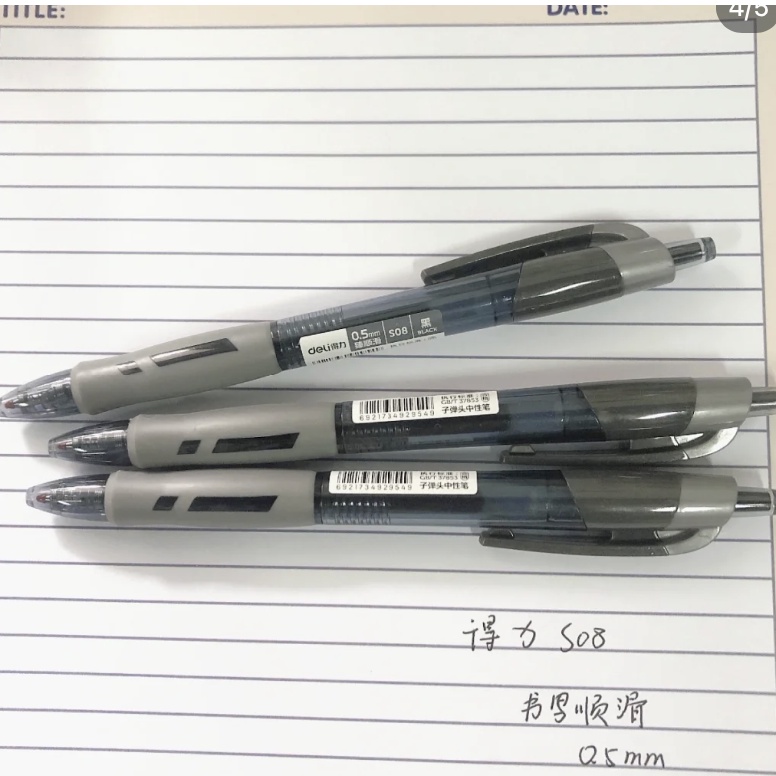 Deli Bút Mực Gel Ngòi 0.5mm Màu Đen / Xanh Dương Có Thể Thu Gọn Tiện Dụng