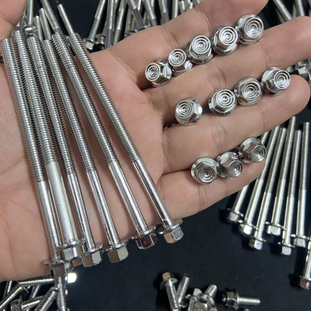 Ốc inox SALAYA MẪU THÁI V2 kích thước 6ly đủ size lắp lóc máy, ốc pô, cạt te, dàn áo c