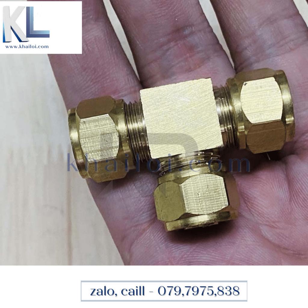 Nối ngã ba siết ống hơi khí nén - Tê siết cam 3 đầu thau-3 đầu siết ống hơi thau