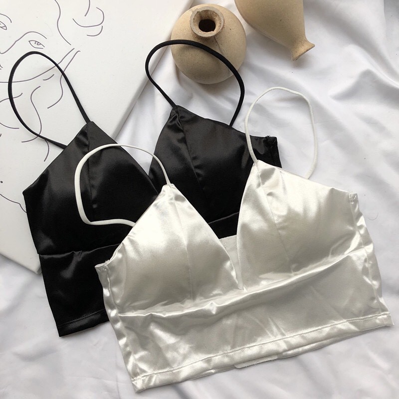 Áo bra satin trơn bóng ❤️ FREESHIP ❤️ Áo lót không gọng bralette hai dây trơn satin bóng bản to - Lolie House | BigBuy360 - bigbuy360.vn
