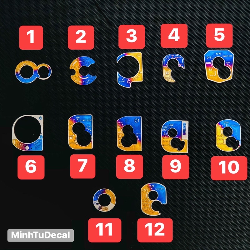 Tem Ốp Ổ Khoá Titan Khò 3D Các Dòng Xe Có Sẵn Keo 3M
