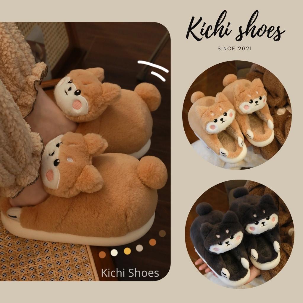 Dép cún bông ôm chân đi trong nhà dép siêu dày dặn đôi tặng người yêu dép bông mùa đông - Parti Kichi Shoes