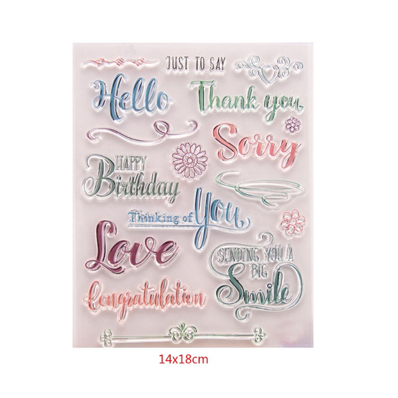 Con Dấu Silicon Trong Suốt Họa Tiết Chữ Thank You Trang Trí Scrapbook