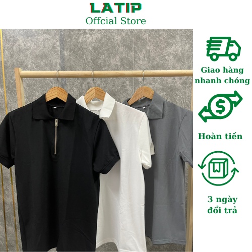 Áo polo nam body trơn có zip kéo 3 màu cơ bản LATIP044 co giãn 4 chiều