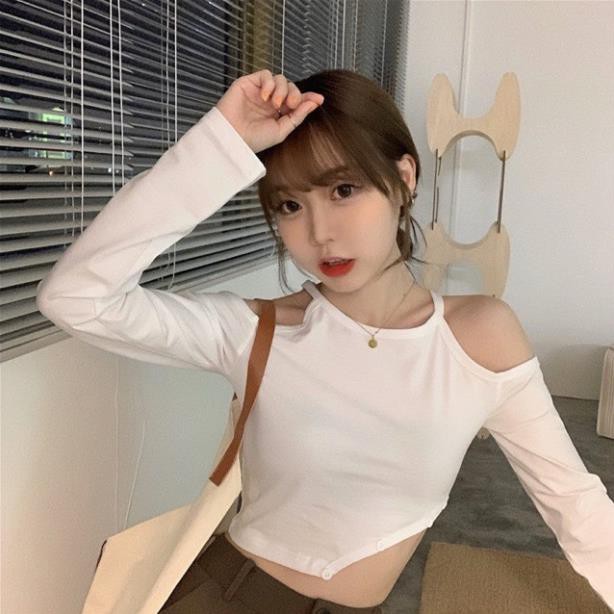 [Có sẵn+ảnh thật] Áo croptop cổ yếm hở vai cá tính(mặc được 2 kiểu) Đẹp 💝