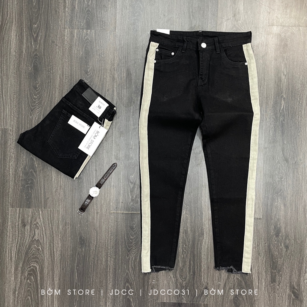 Quần Jean Dài Nam Đen Viền Không Lai BEACON DENIM Form Slim Fit JD031/032