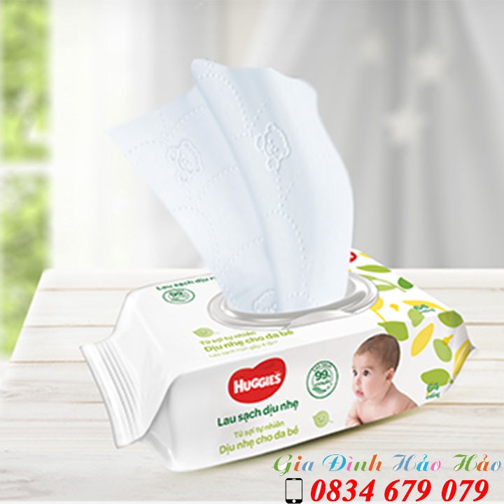 KHĂN ƯỚT EM BÉ HUGGIES KHÔNG MÙI - GÓI 64 MIẾNG