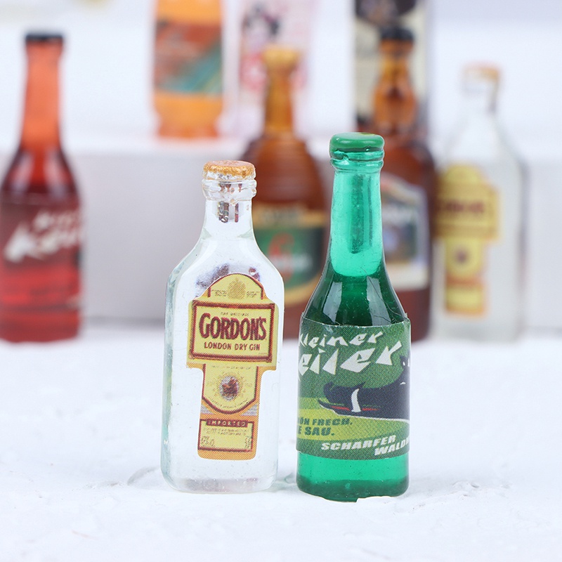 Set 10 Mô Hình Chai Rượu Mini Tỉ Lệ 1: 12 Trang Trí Nhà Búp Bê