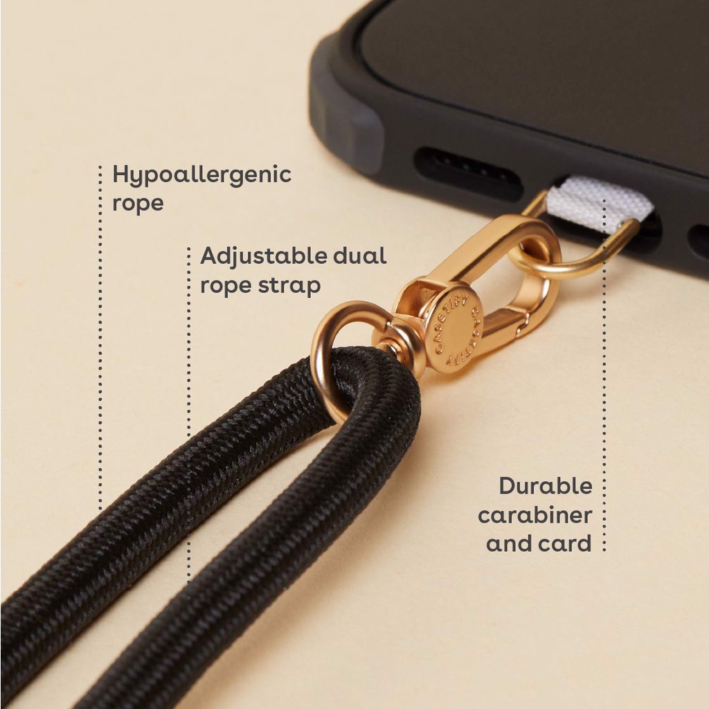 Dây Đeo Điện Thoại Gắn Card | Rope Phone Strap with Card - Black