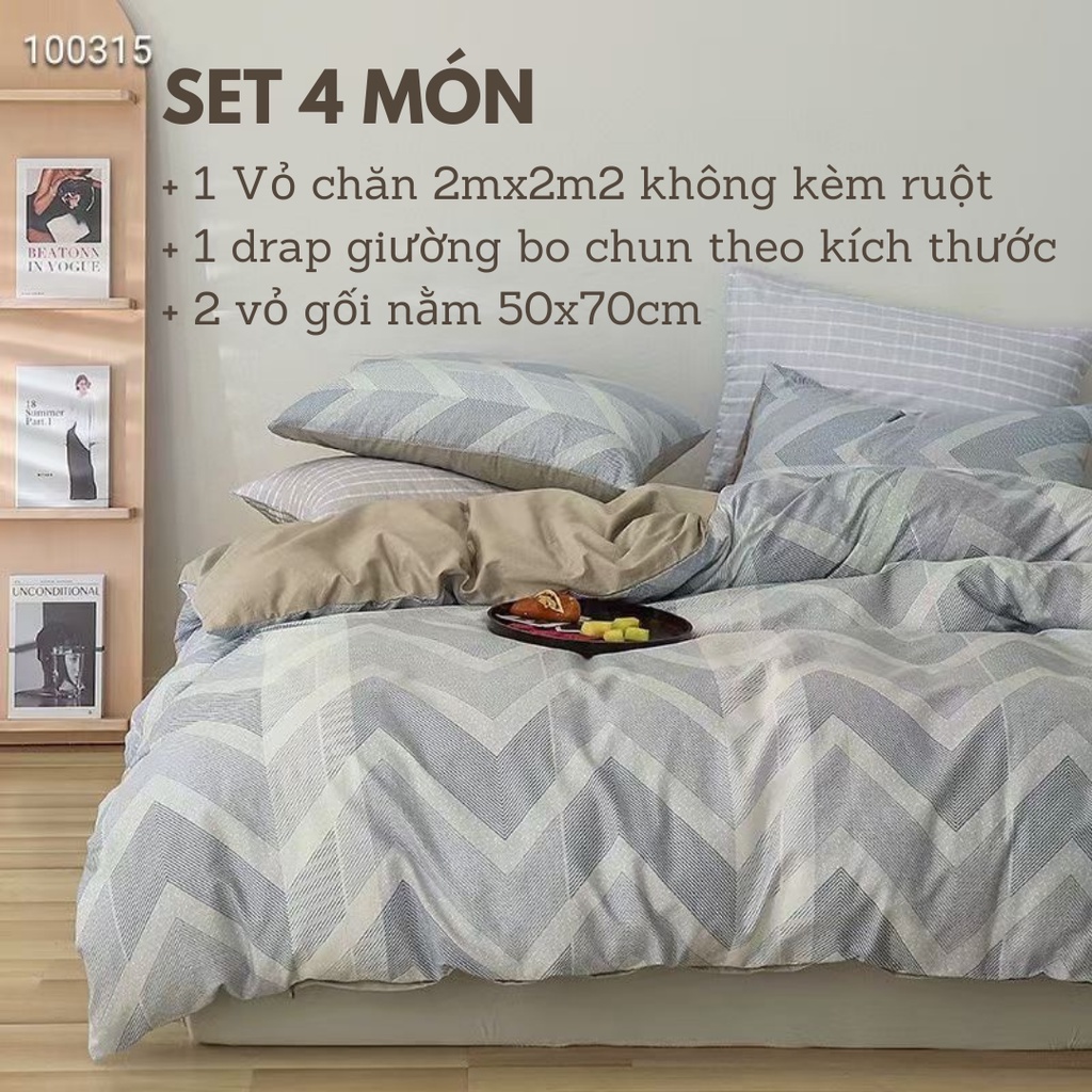 Bộ chăn ga gối Cotton Organic M2T BEDDING phong cách Hàn Quốc hiện đại đủ kích thước - COTTON Kẻ Sóng