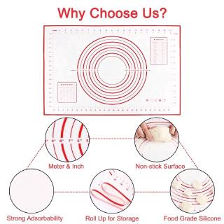 Non-Stick Silicone Silicon Baking Bake Bakery Mat Mats Sheet Sheets Tools Tool Heat Resistance Table Placemat Pad Pastry Board Rolling Dough Mats with Measurement Oven Liner