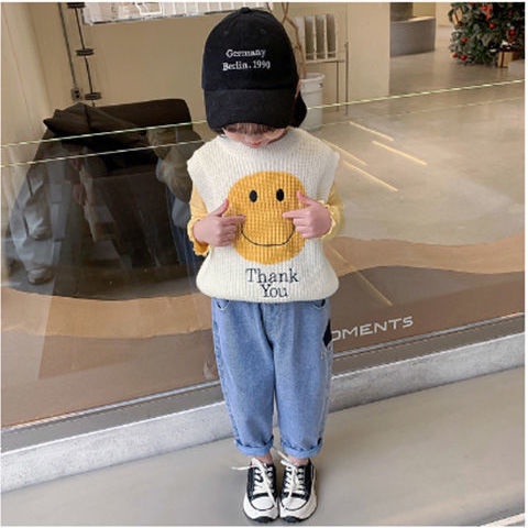 Áo Sweater Dệt Kim Không Tay Phong Cách Thời Trang Xuân Thu 2022 Mới Cho Bé Gái