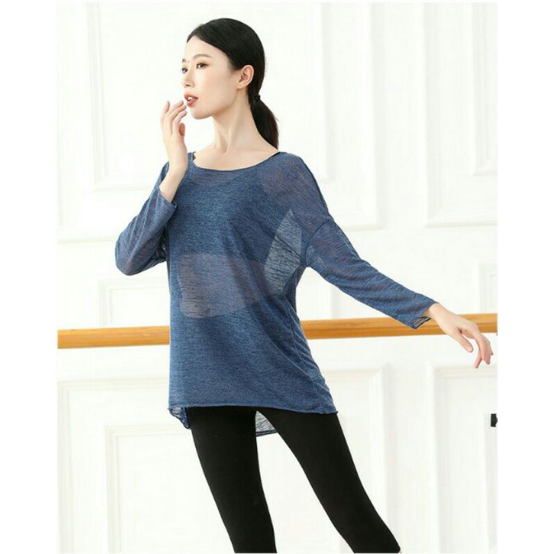 A07 | Áo lưới tập múa đương đại dài tay - Đồ Múa Tuệ Nhiên