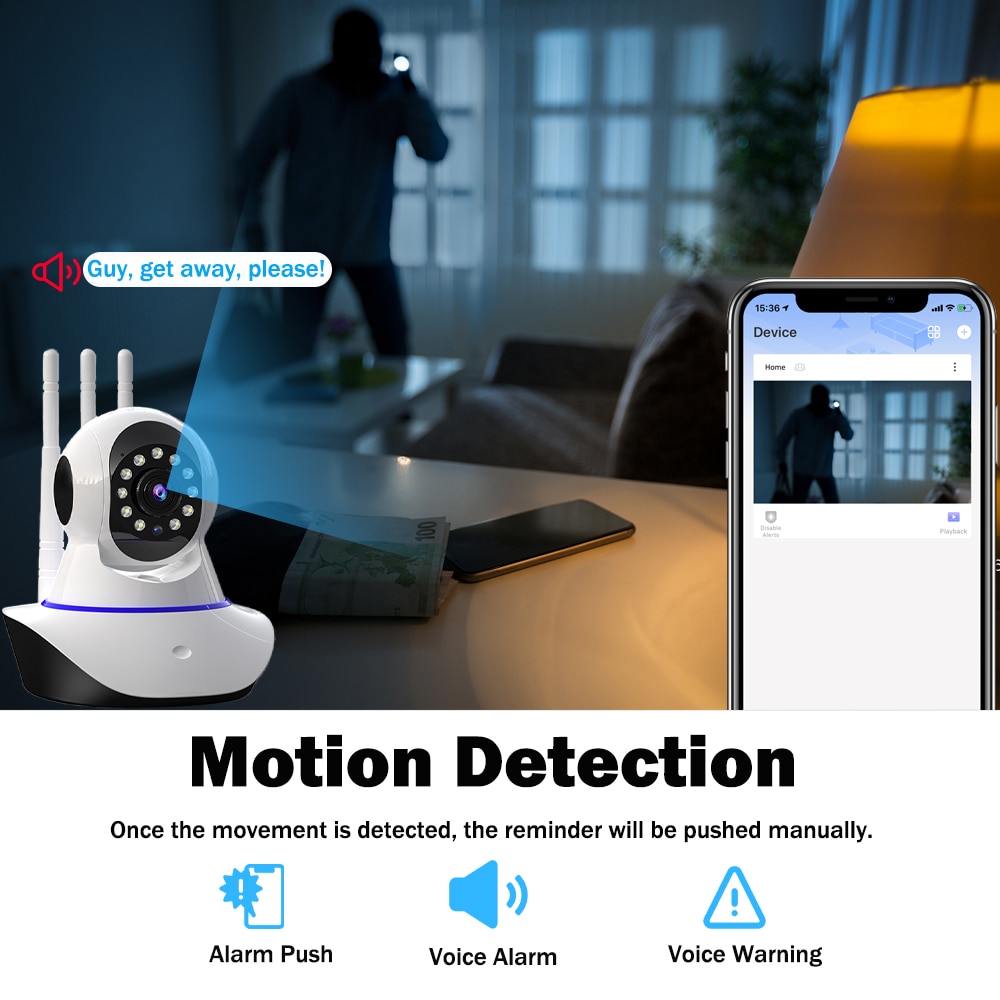 EVKVO - Auto Tracking - Full Color Night Vision - YI LOT APP FHD 3MP Rotate WIFI CCTV Camera Wireless PTZ IP Camera CCTV Security Camera Surveillance CCTV Camera Baby Monitor IP CCTV Motion Detection Alarm